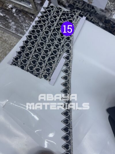 Bkack & white single line dubai laces 10 Yards No-15